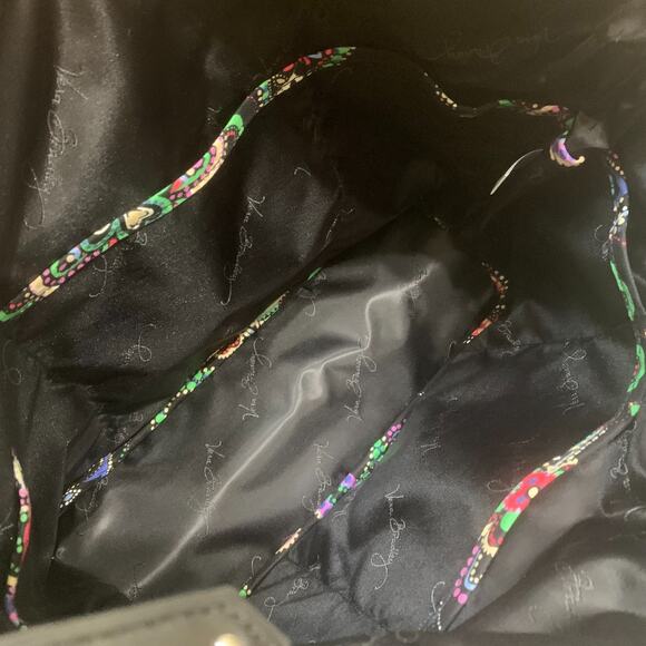 VERA BRADLEY Black Multicolor Paisley KIEV Shopper Shoulder Tote Leather Straps - Picture 11 of 13